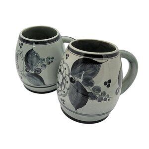 Pair of Ceramica Gomez Tonala Mexican Pottery Mugs